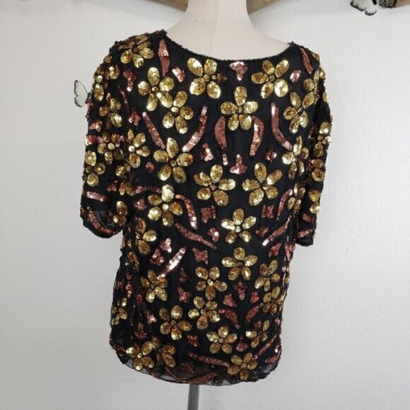 Vintage Jean for Joseph Le Bon sequined silk top - Picture 4 of 5